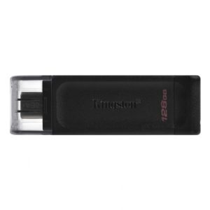 Kingston DT70/128GB DataTraveler 128GB USB Flash Drive, USB 3.2, USB-C, Gen1, 80MB/s, Cap Design, Black, Retail.