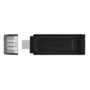 Kingston DT70/256GB DataTraveler 256GB USB Flash Drive, USB 3.2, USB-C, Gen1, 80MB/s, Cap Design, Black, Retail.